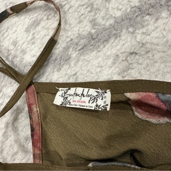 Free People Green Floral Cascades Dress in Mushroom Combo - Picture 7 of 11